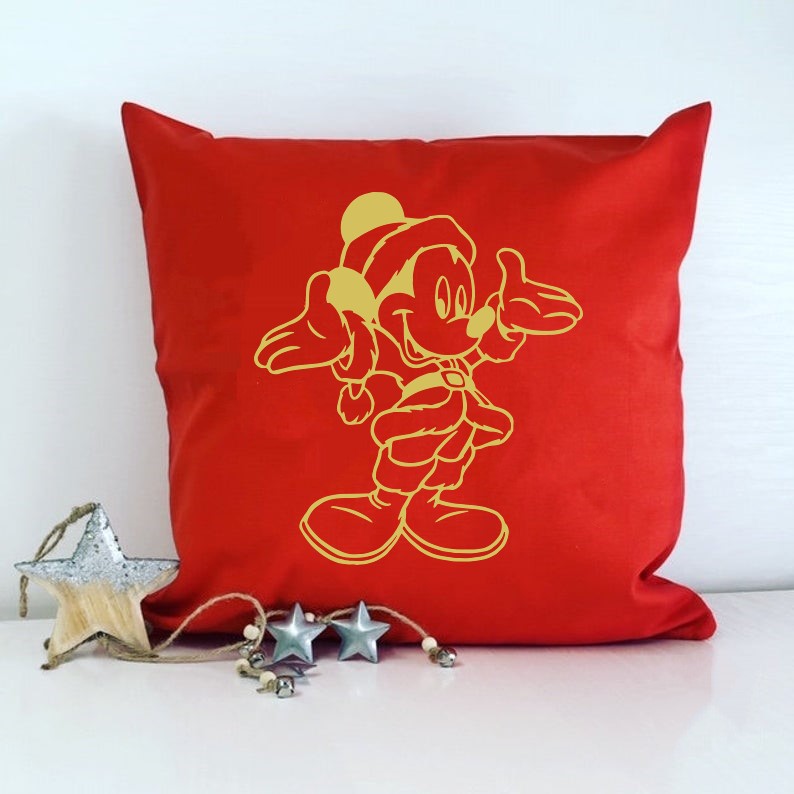 mickey noël motif thermocollant coussin