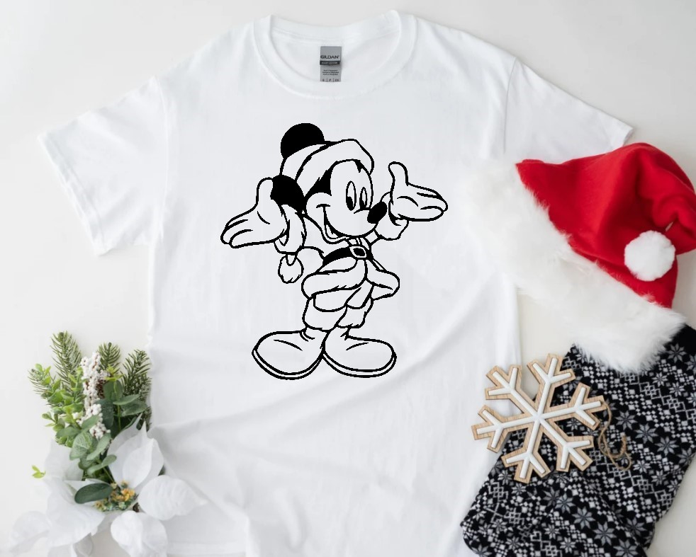 mickey noël motif thermocollant t-shirt homme femme