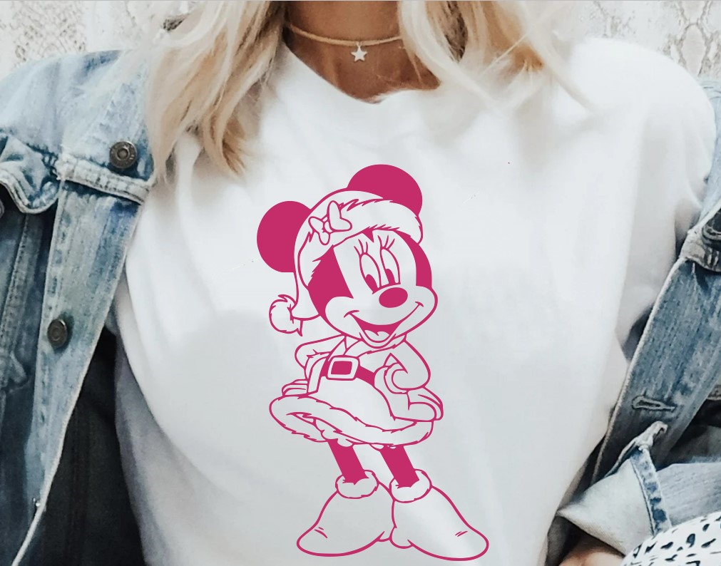 minnie noël motif thermocollant t-shirt femme