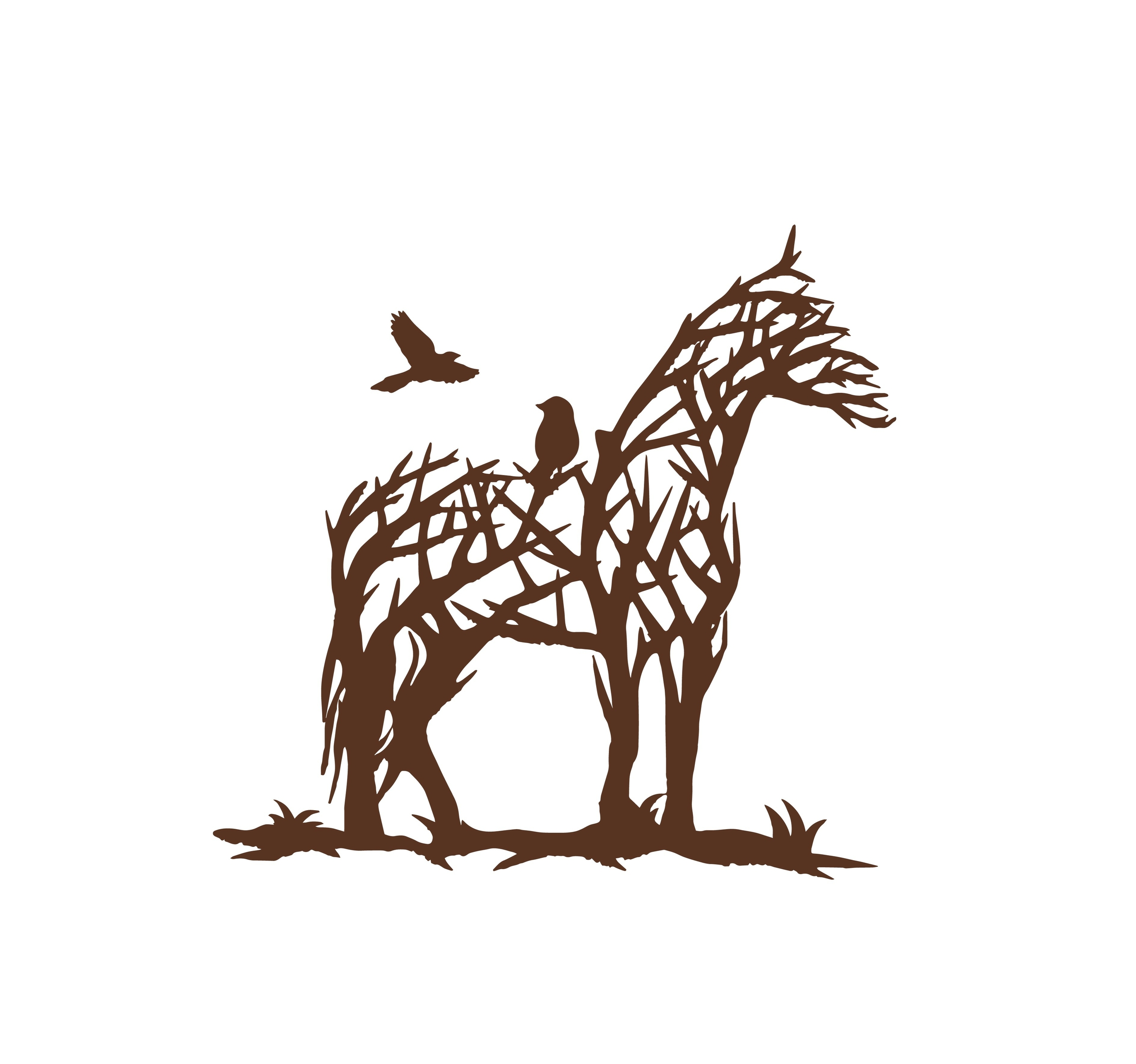 Cheval arbre branches motif themrocollant