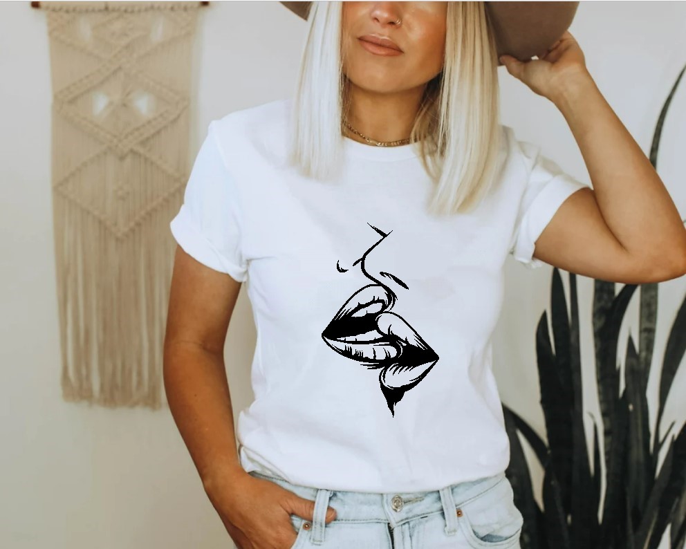 baiser femmes motif thermocollant t-shirt femme