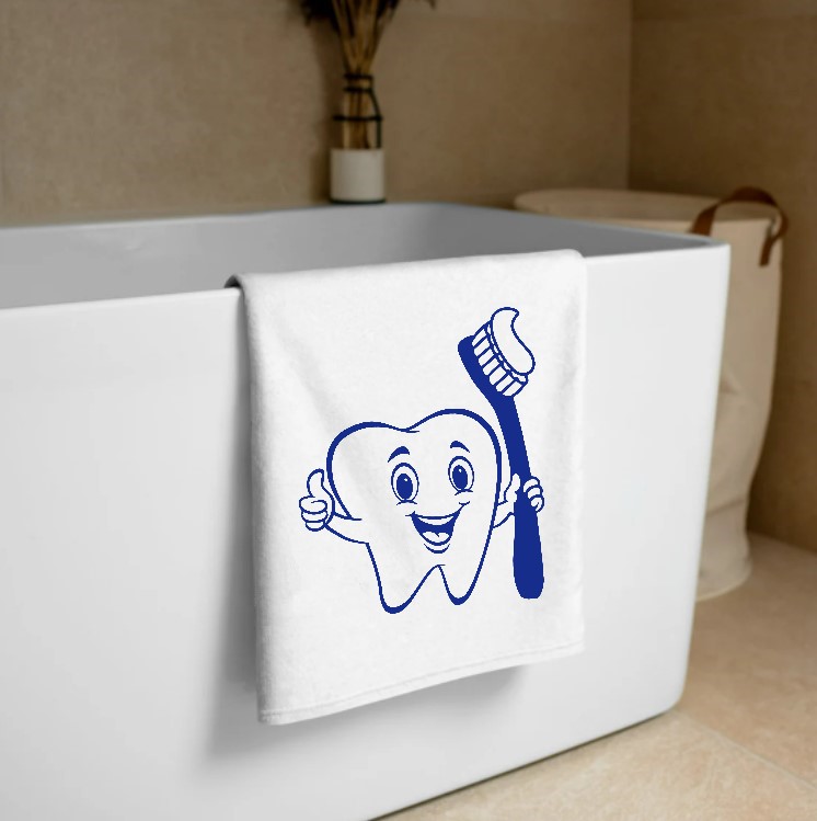 dent et brosse motif thermocollant seviette de bain