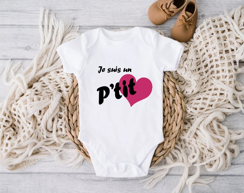 je suis un ptit coeur motif thermocollant body bébé