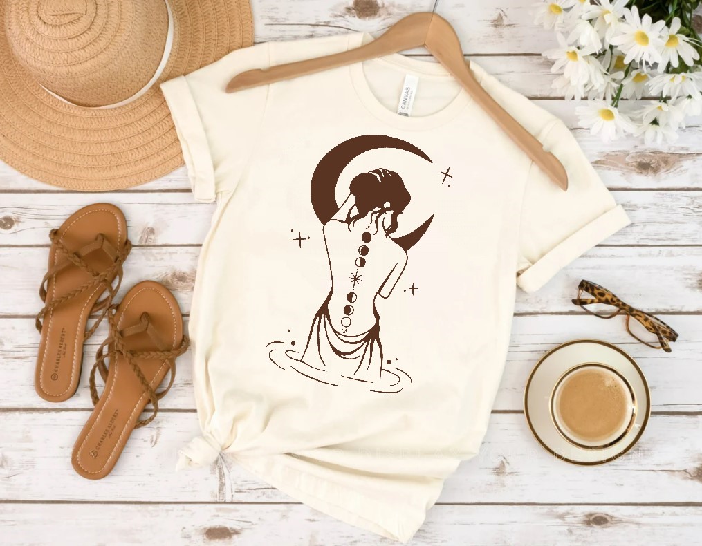 Femme Lunes Motif Thermocollant t-shirt femme