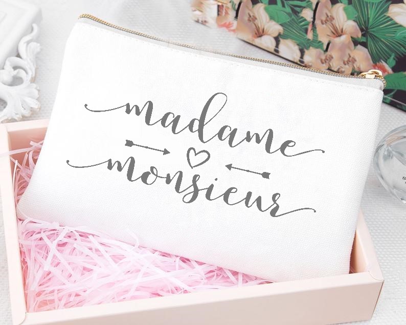 madame monsieur coeur motif thermocollant trousse mariage