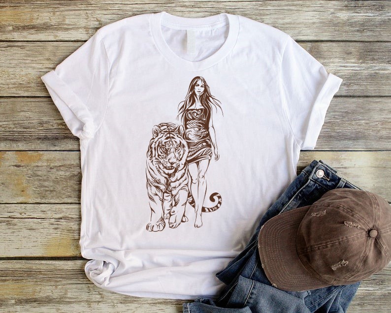 Tigre femme motif thermocollant t-shirt homme