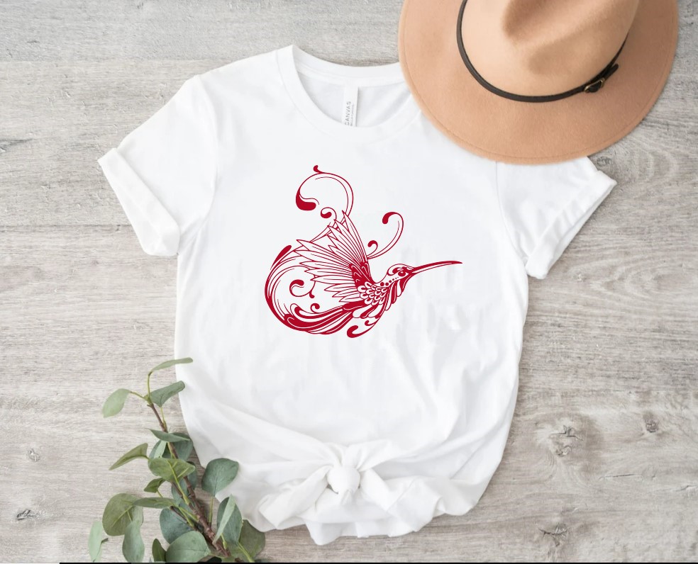 oiseau arabesque motif thermocollant t-shirt femme homme enfant