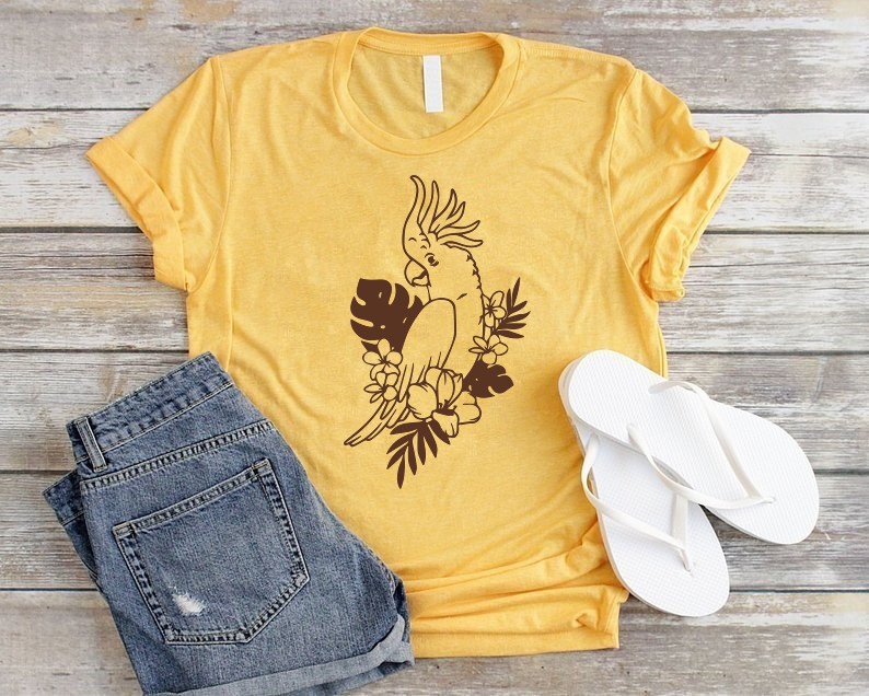 perroquet cacatoès motif thermocollant t-shirt femme homme enfant