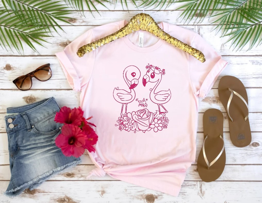flamants fleurs papillon motif thermocollant t-shirt homme flemme engant bébé