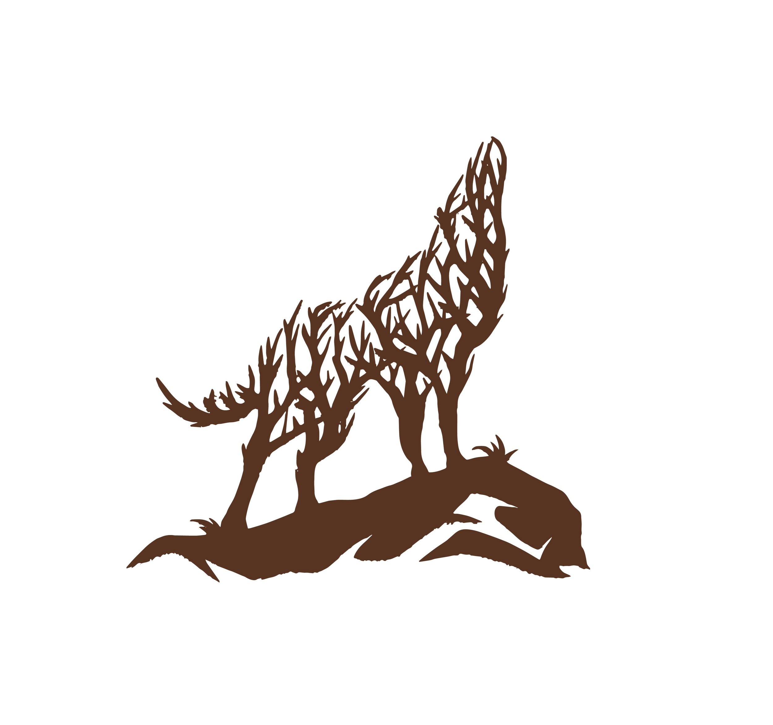 loup arbre branches motif thermocollant