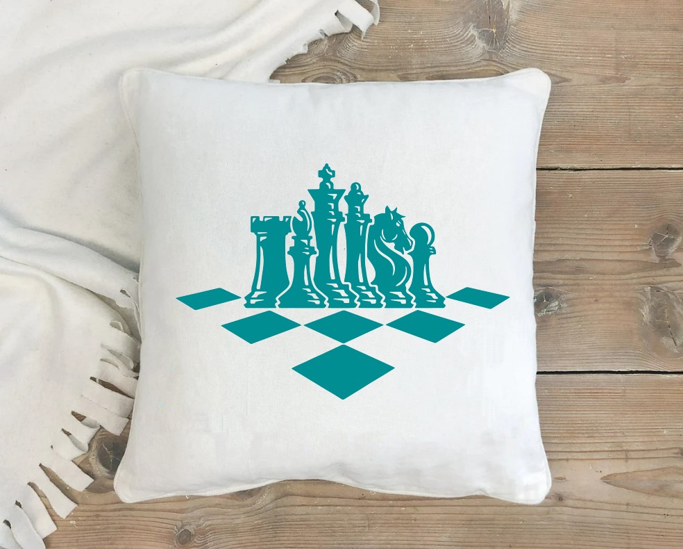 jeu déchecs motif thermocollant coussin oreiller