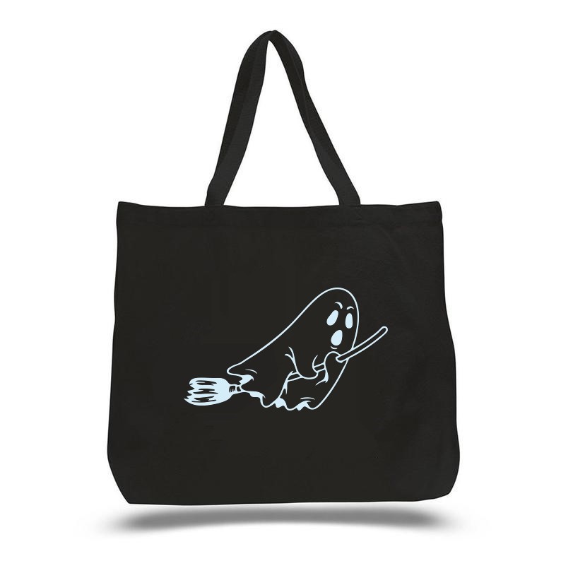 fantôme balai motif thermocollant sac mains shopping courses toile