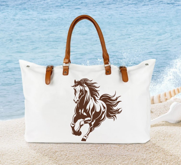 cheval galope motif thermocollant sac à main shopping courses