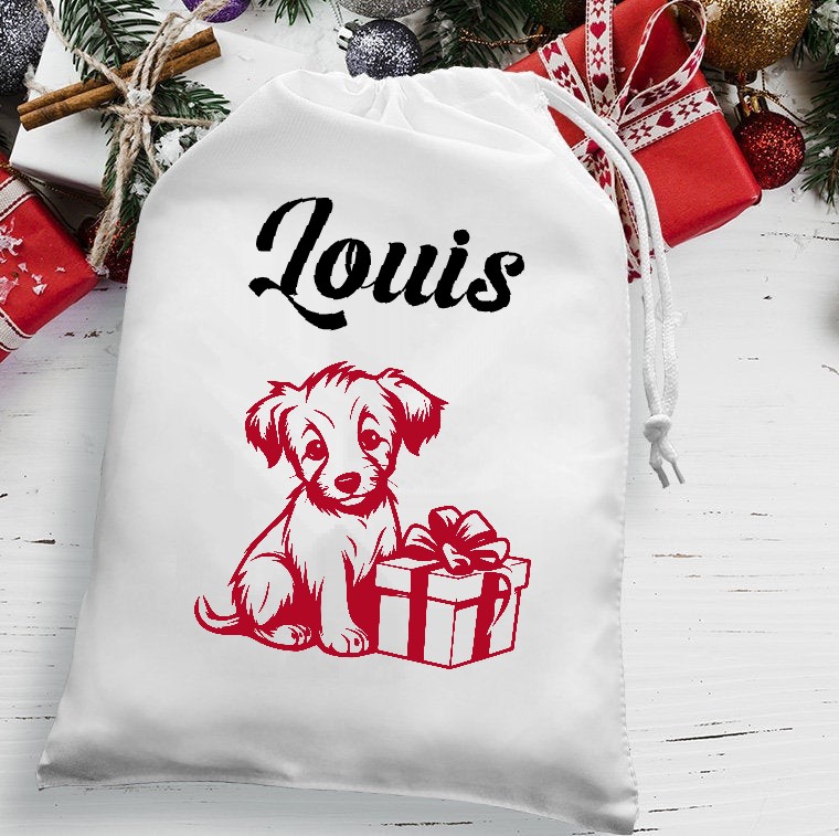 chien cadeau motif thermocollant flex textile sac pochette cadeau