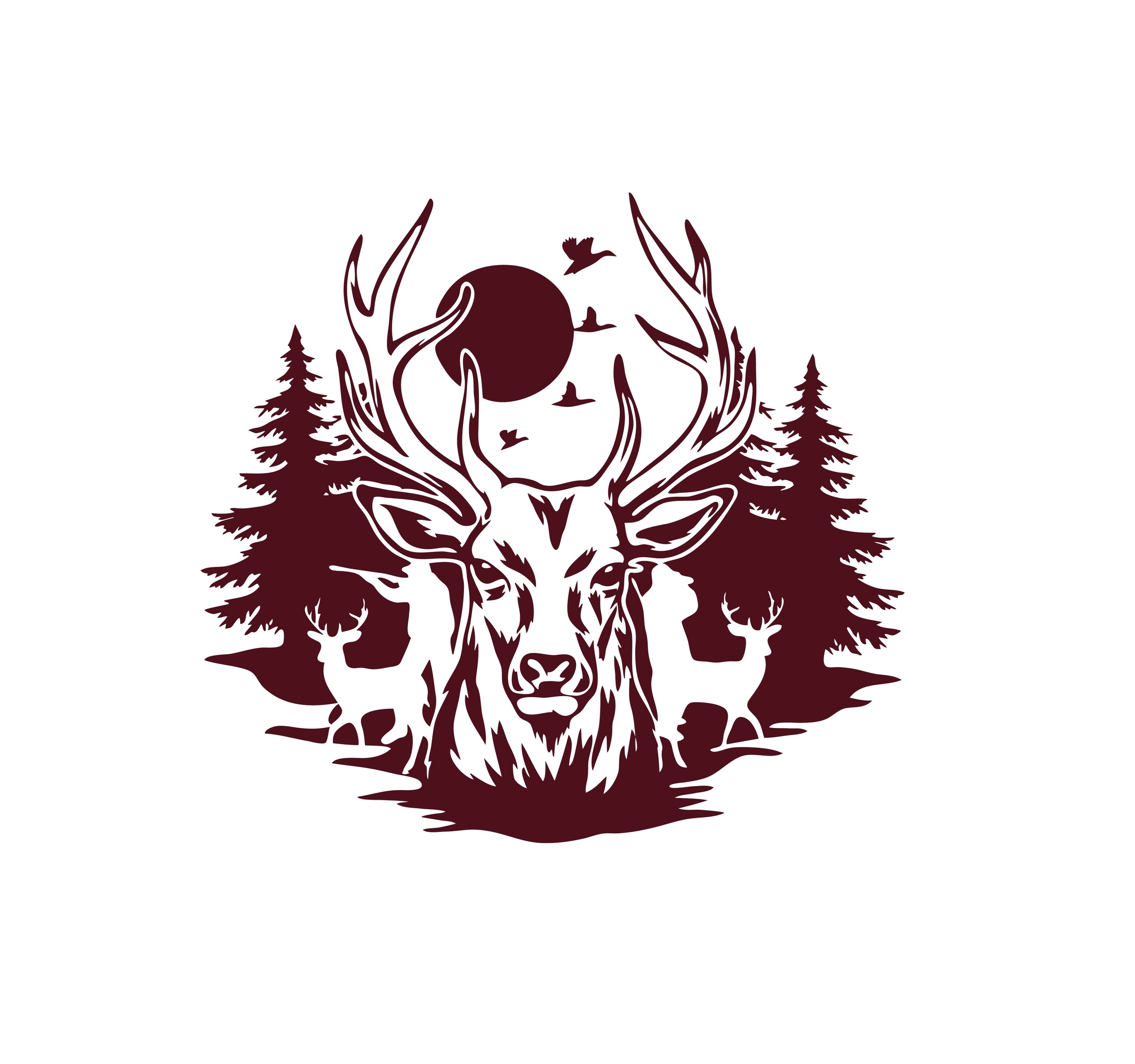 cerf chasse forêt motif thermocollant flex textile