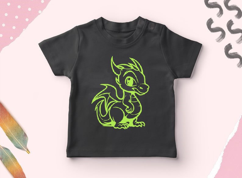 petit dragon motif thermocollant flex textile t-shirt enfant bébé femme homme top débardeur sweat