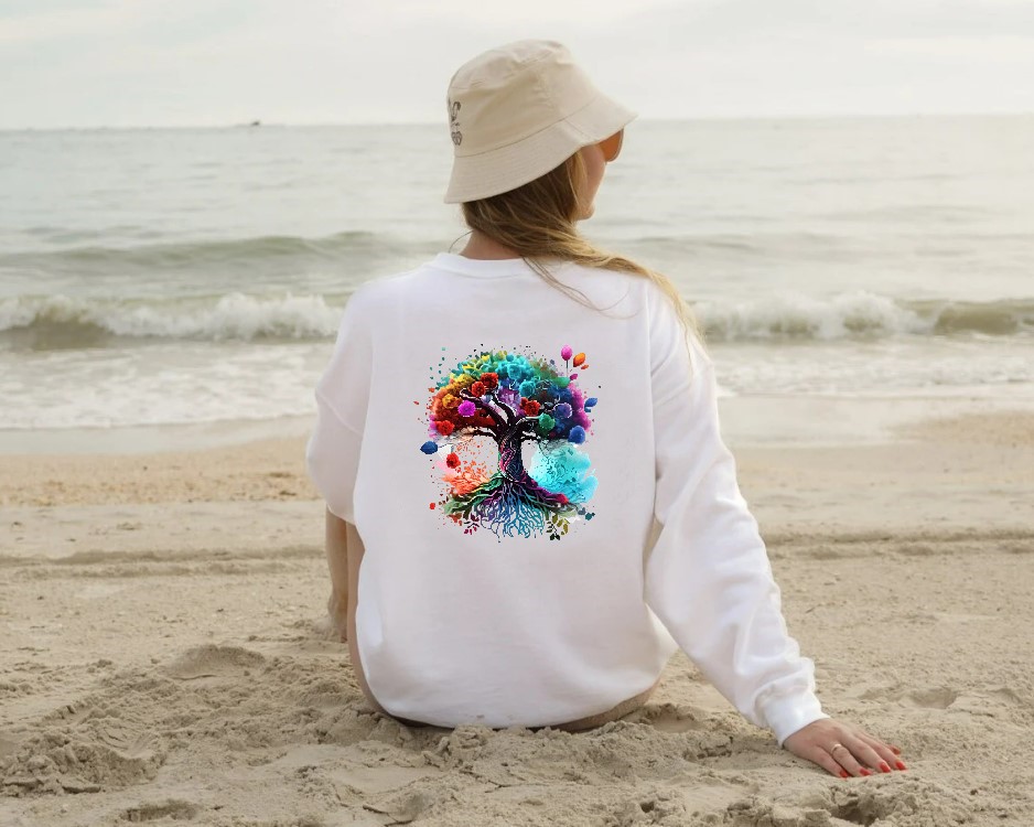 Arbre Couleurs impression DTF flex textile pull femme enfant homme t-shirt