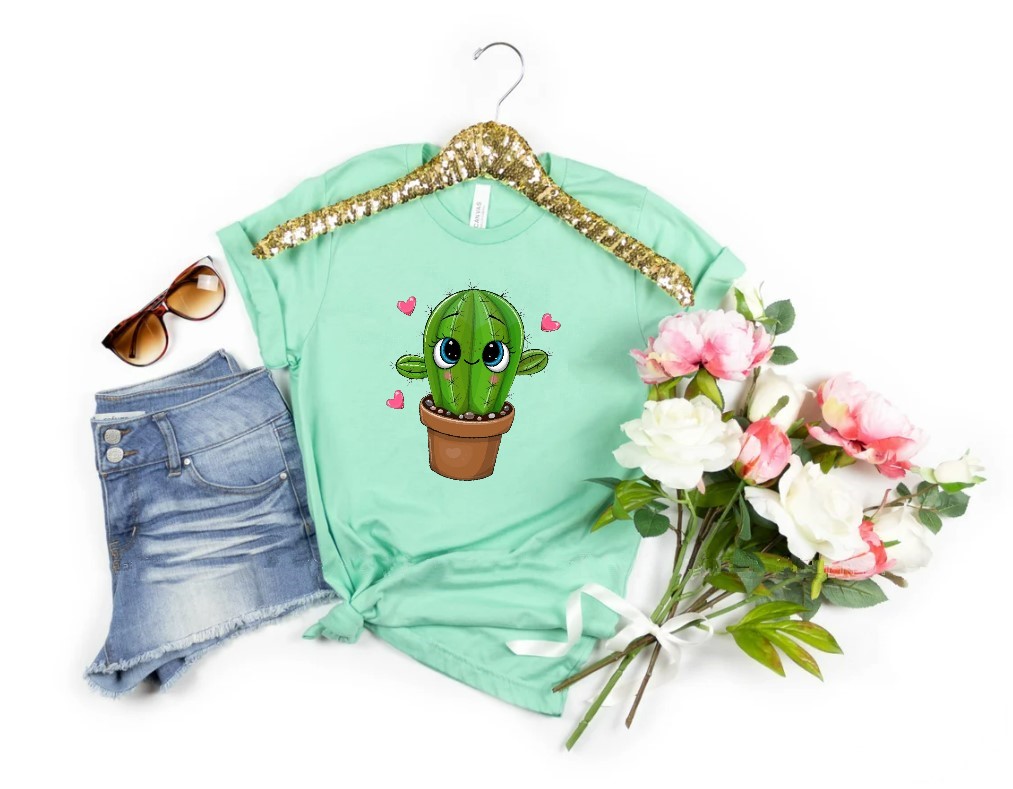 Cactus Coeurs Impression DTF Flex Textile t-shirt femme homme enfant débardeur sweat