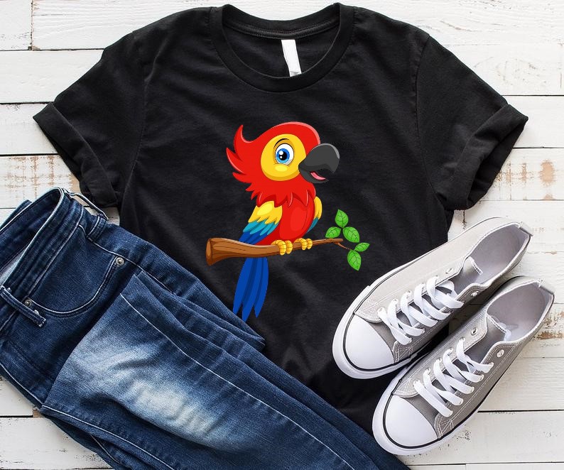Perroquet branche impression dtf flex textile t-shirt homme femme enfant débardeur sweat pull