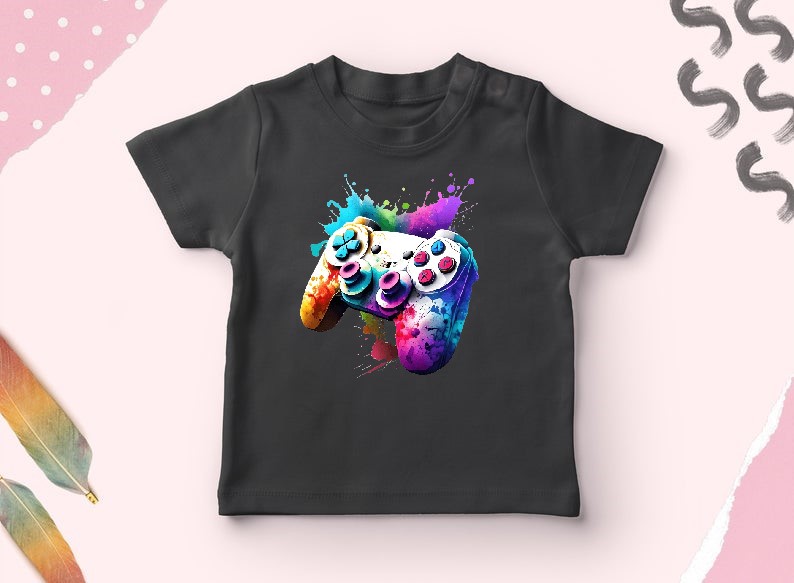 manette jeu impression dtf flex textile gamer ps4 ps5 xbox vidéo console t-shirt homme femme enfant