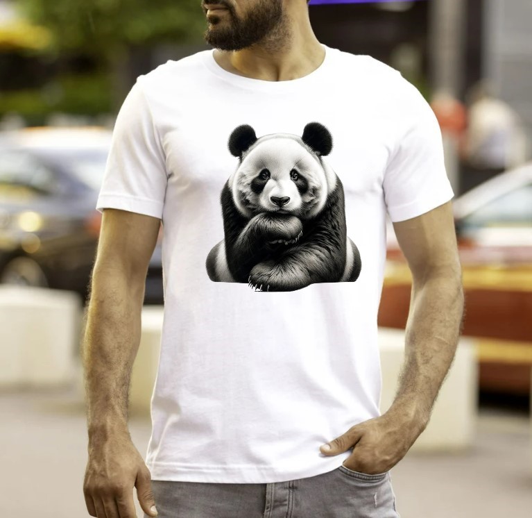 Panda pose Impression DTF Flex textile t-shirt homme femme enfant mignon humour