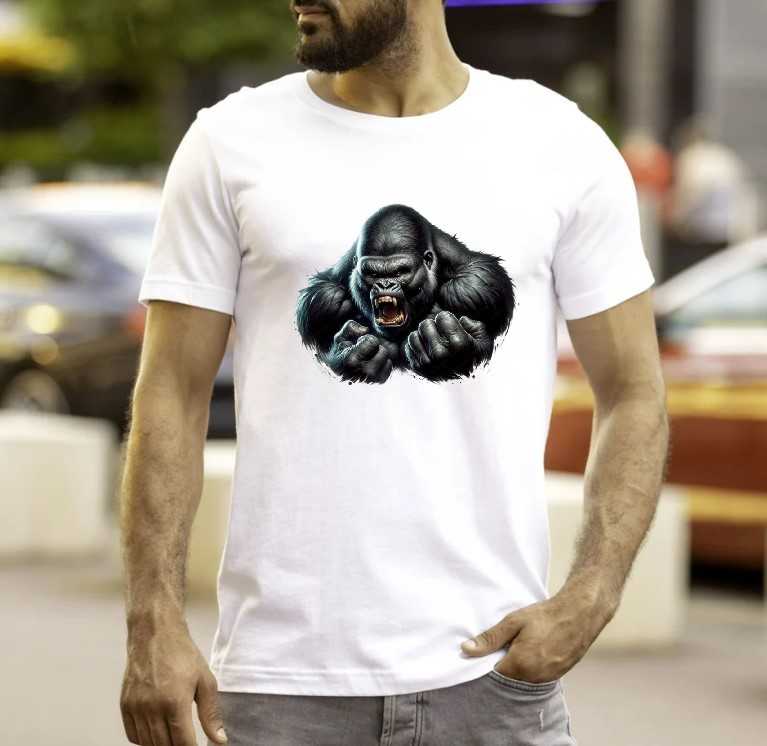 gorille poings impression dtf flex textile singe force énervé t-shirt homme femme enfant