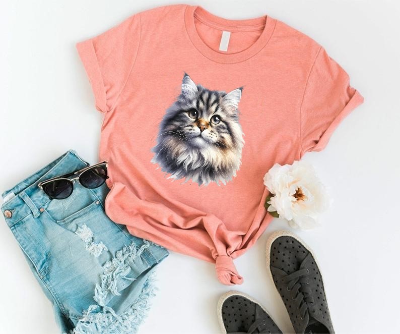 Tête Chat impression dtf flex textile chaton t-shirt femme homme enfant