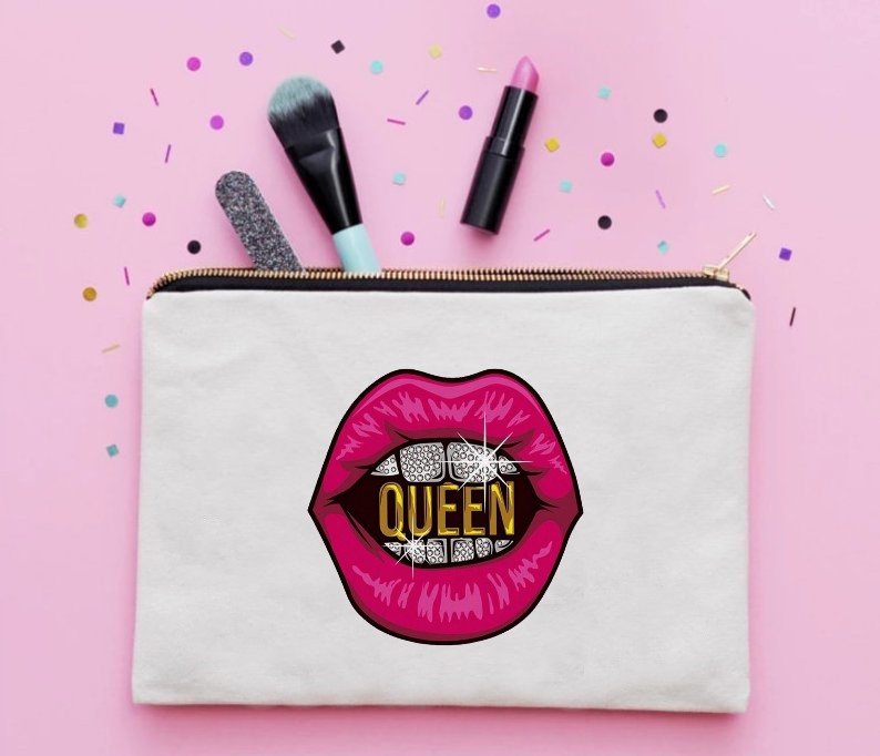 Bouche Queen Impression dtf flex textile trousse strass glamour sexy maquillage