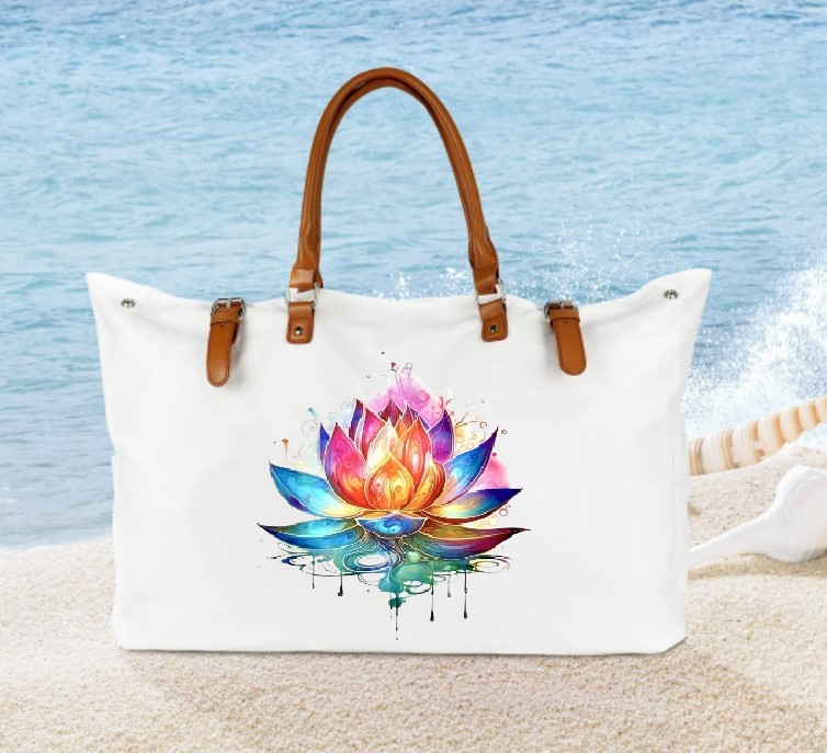 Fleur Lotus Impression DTF Flex Textile sac shopping plage tissu toile zen yoga