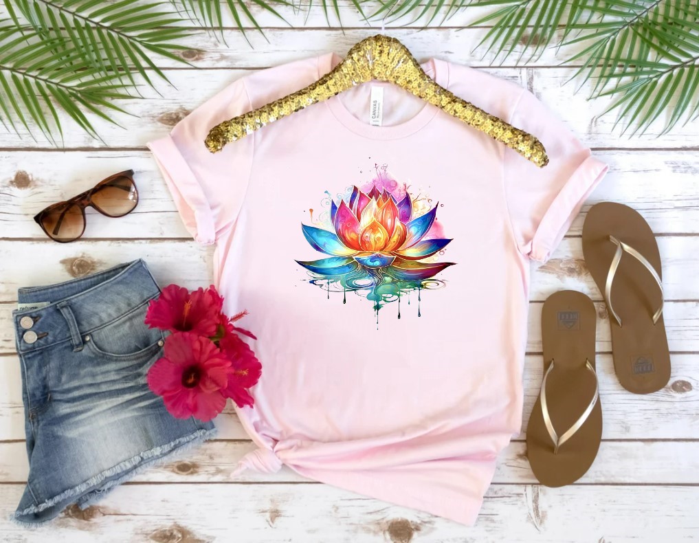 Fleur Lotus Impression DTF Flex Textile t-shirt homme femme enfant zen yoga