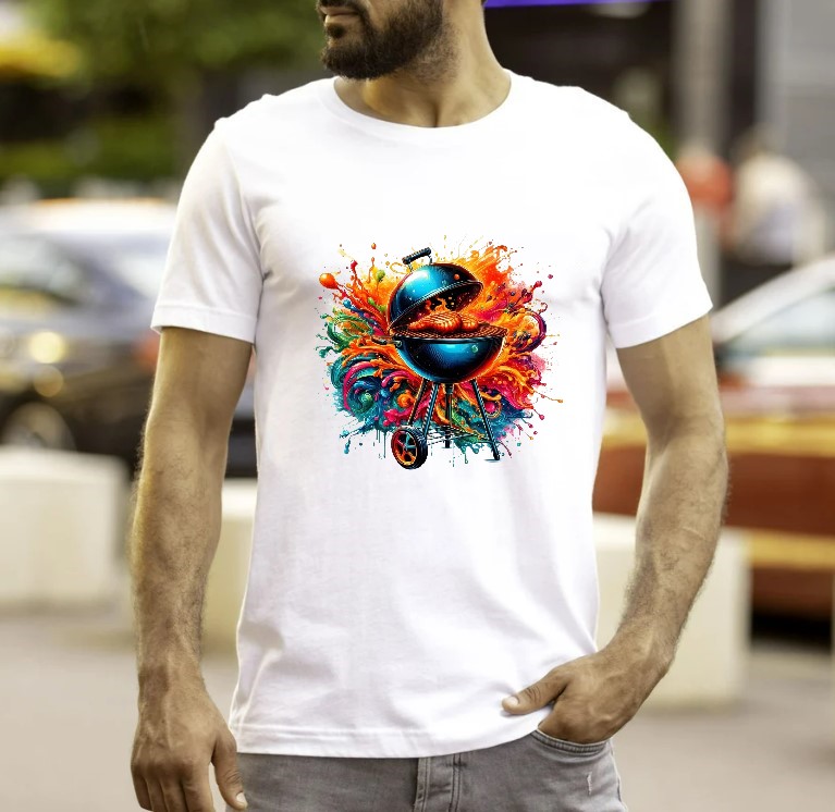 barbecue couleurs impression dtf lfex textile t-shirt femme homme enfant chef cuisine BBQ