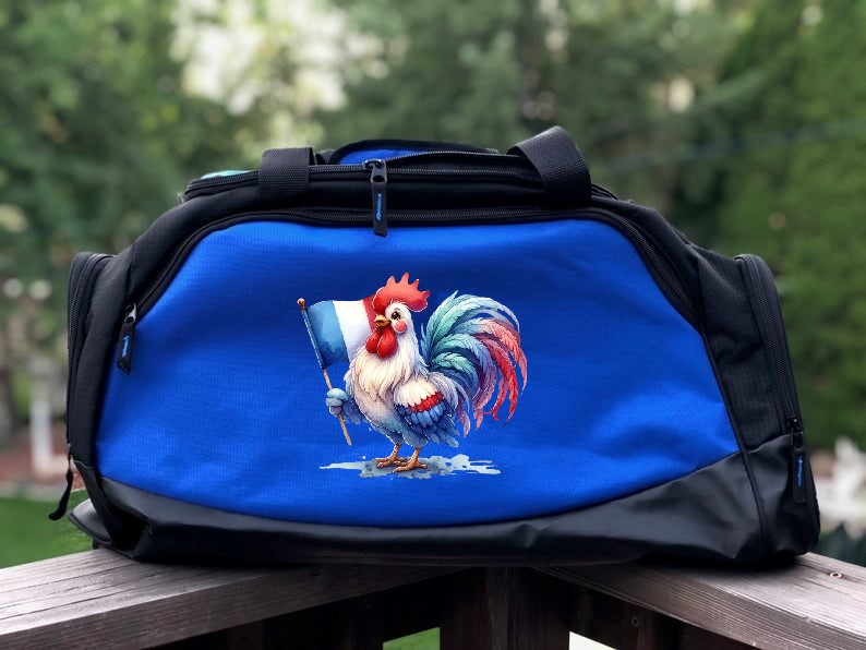 coq drapeau france impression dtf flex textile français sac sport jeux olympique euro coupe du monde