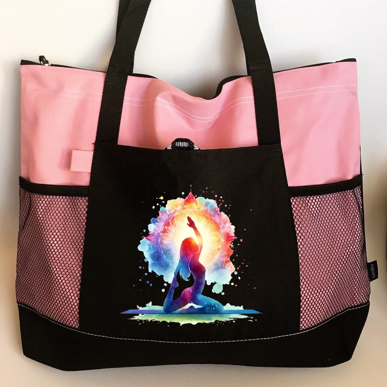yoga mandala impression dtf flex textile sac shopping position sport