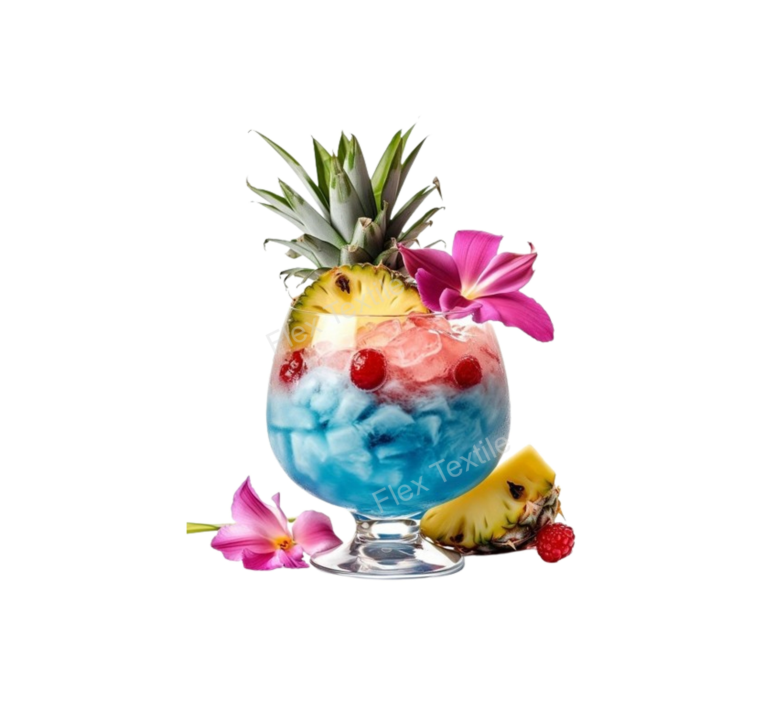 verre cocktail ananas impression dtf flex textile