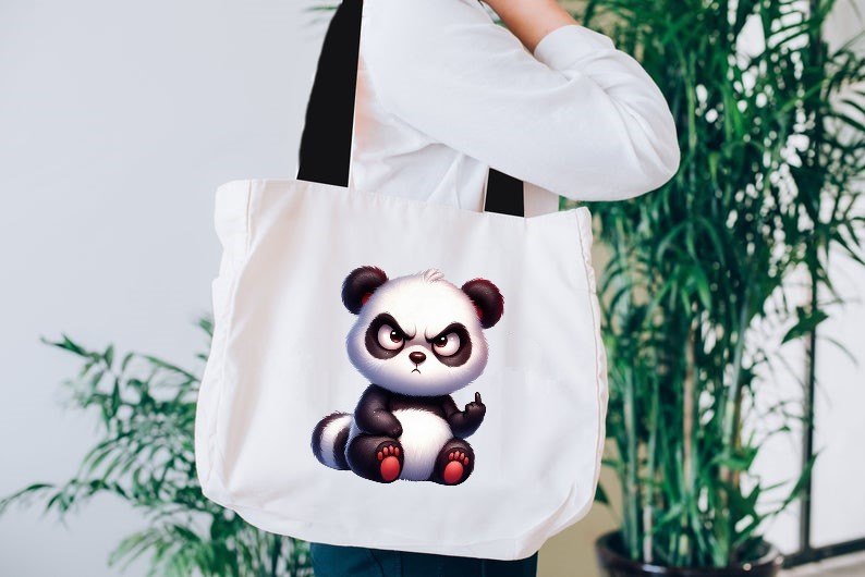 Panda Fuck Impression DTF Flex textile sac shopping plage sport animal dogt dhonneur