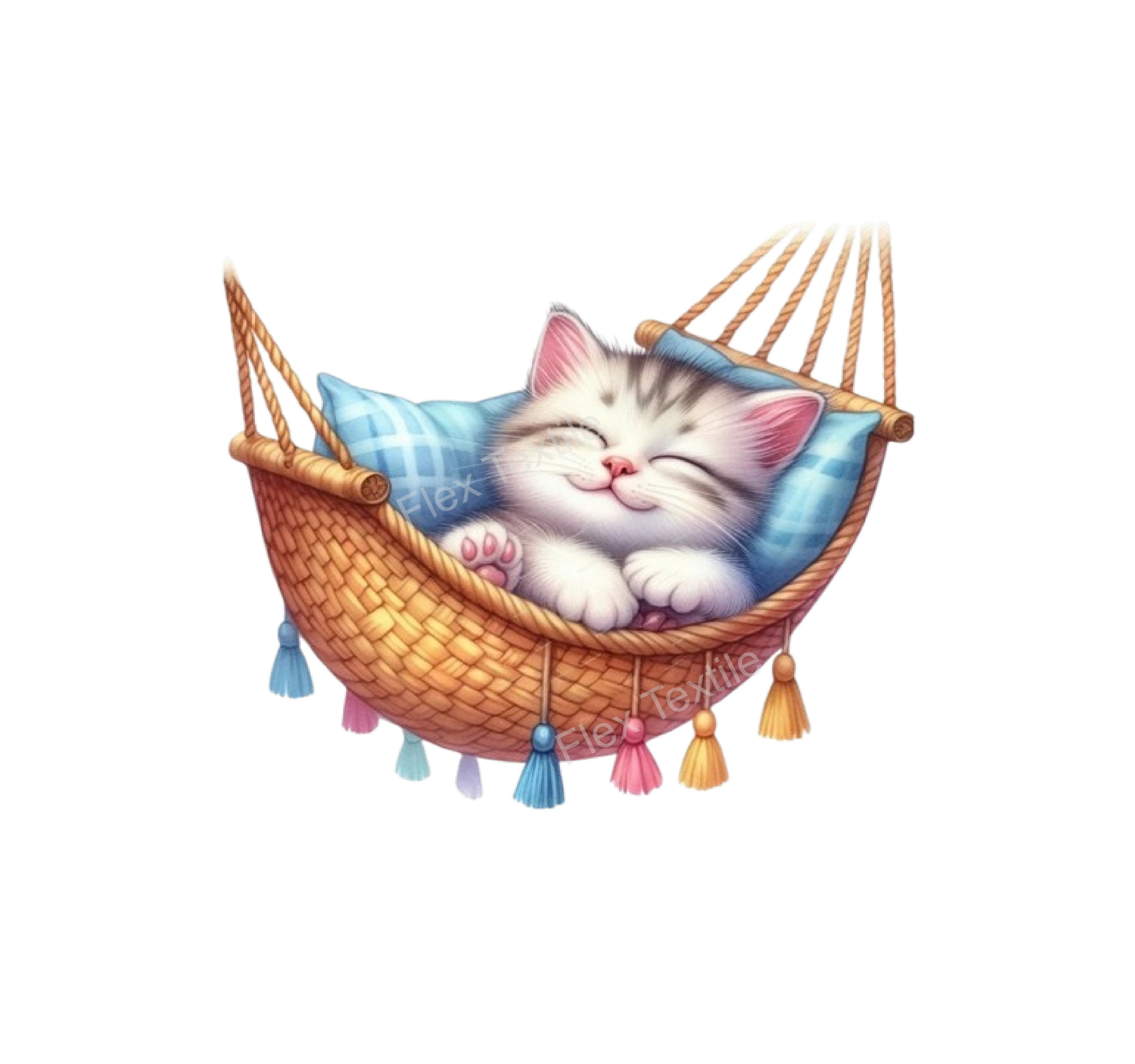 chat dort hamac impression dtf  flex textile