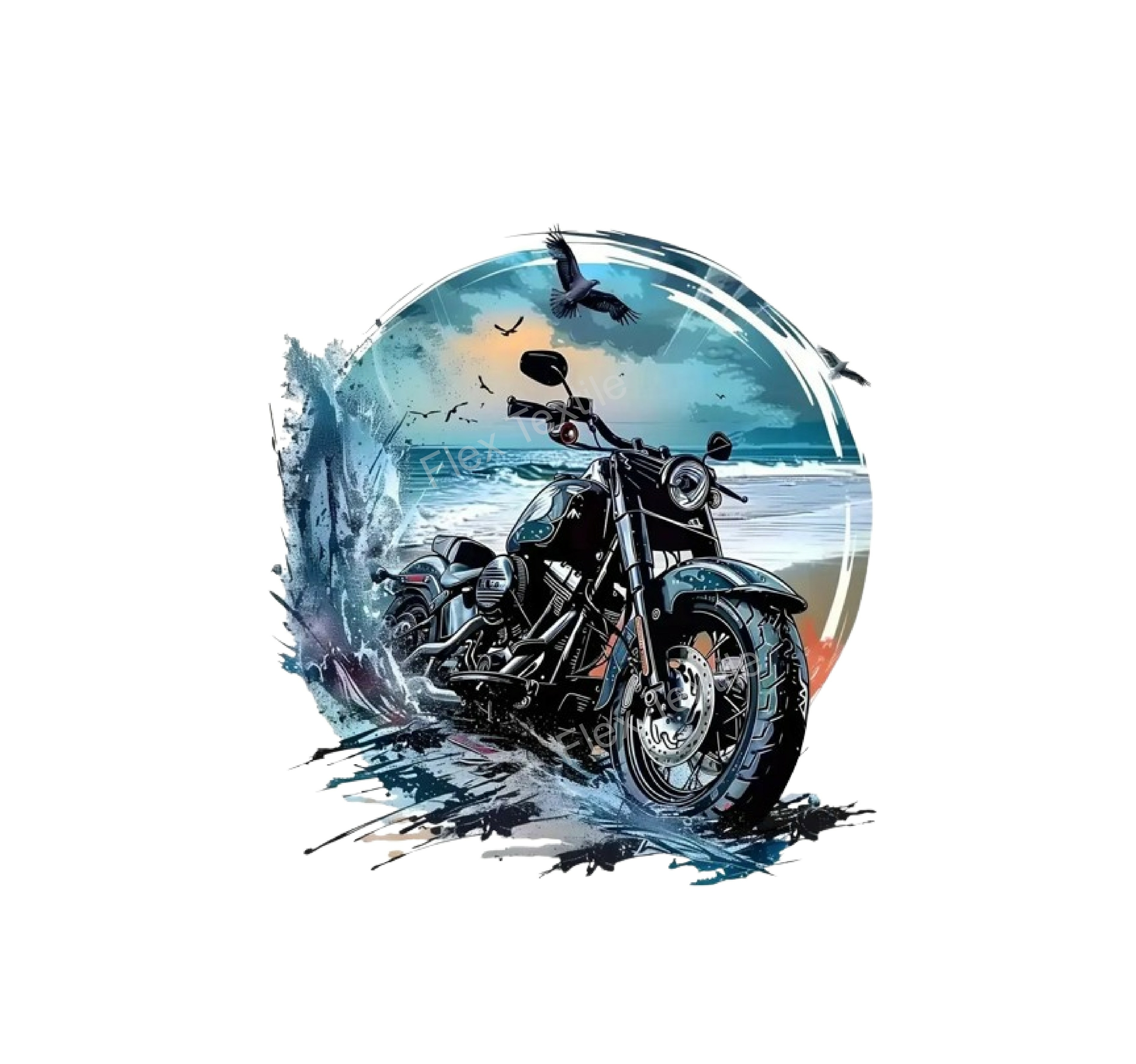 moto plage impression dtf flex textile