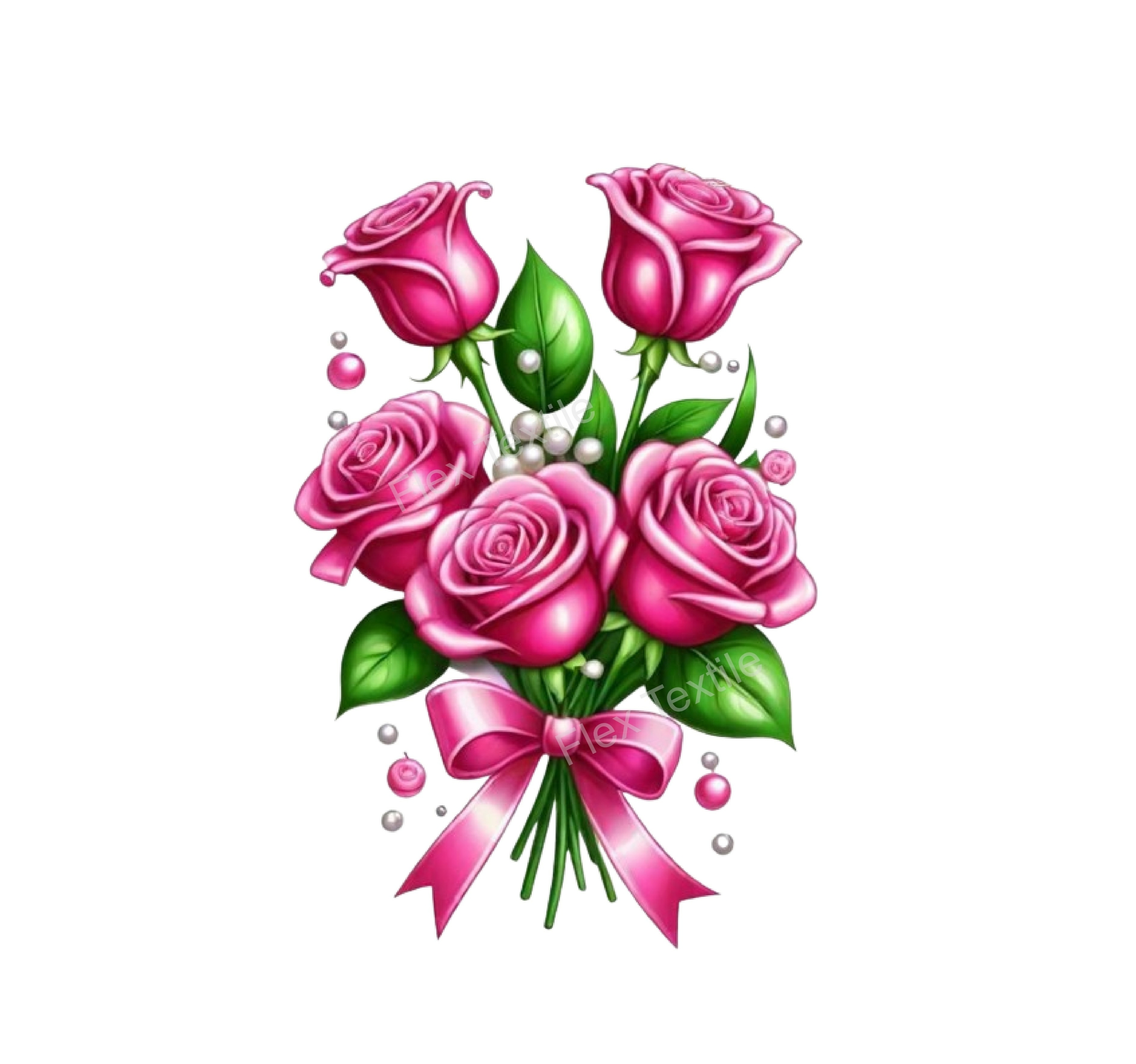 bouquet roses perles impression dtf flex textile