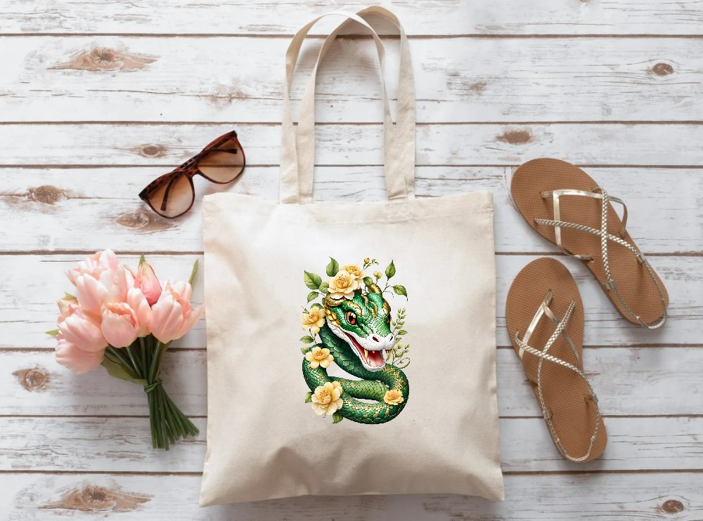 serpent fleurs impression dtf flex textile t-shirt sac shopping sport plage chaussure tissu reptile