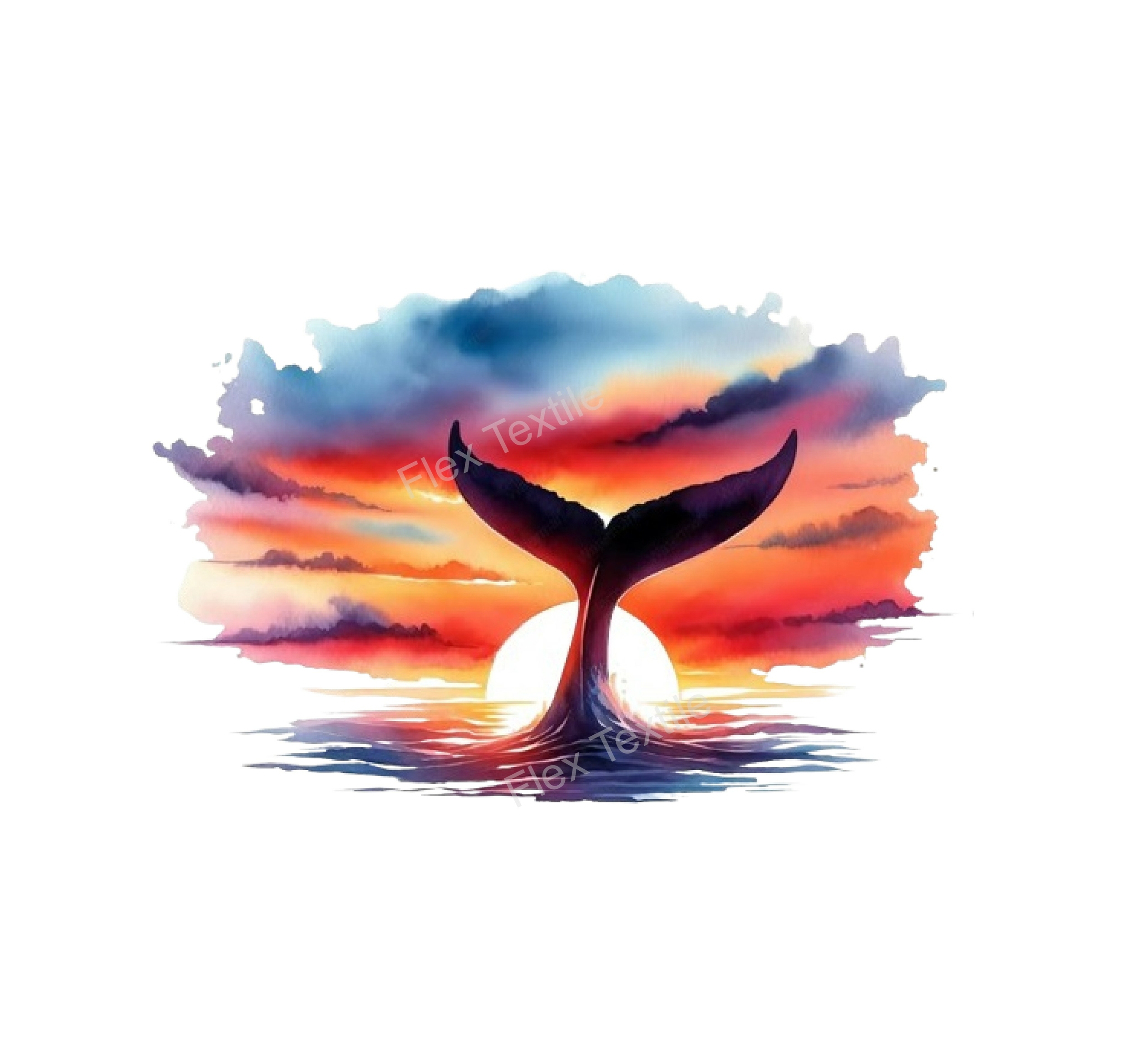 baleine couché de soleil impression dtf flex textile
