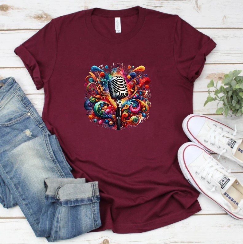 micro musique impression dtf flex textile t-shirt homme femme enfant vintage ancien vieux music