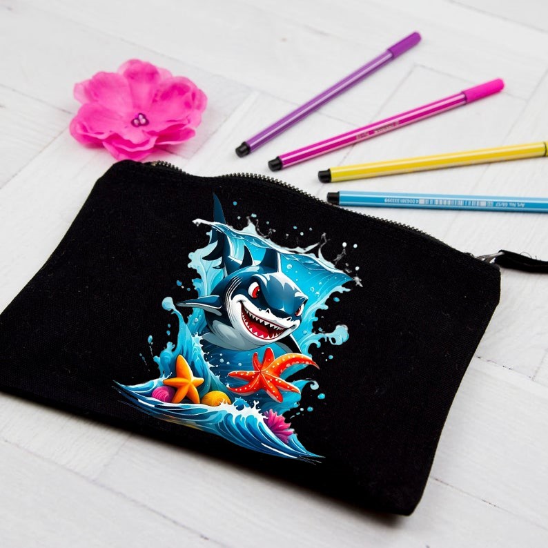 requin étoiles mer impression dtf flex textile t-shirt homme femme enfant mer vacances plage trousse école poisson