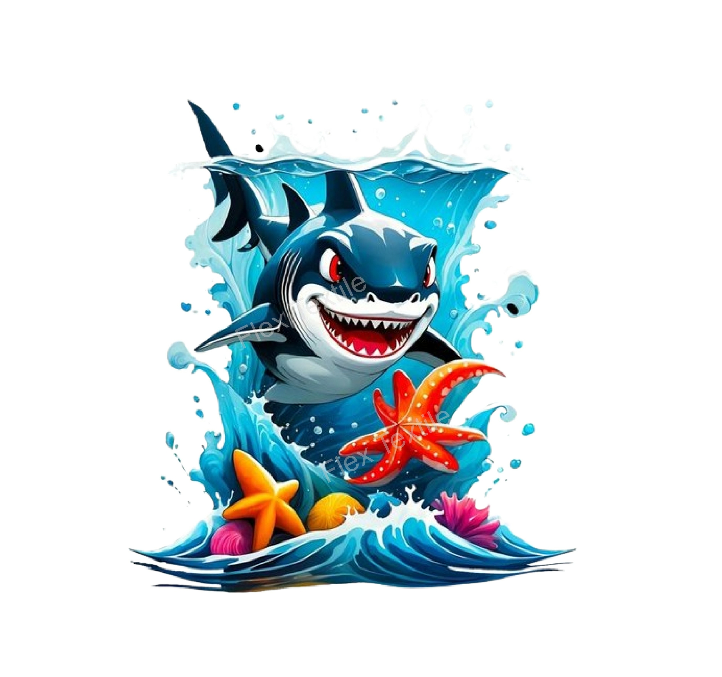 requin étoiles mer impression dtf flex textile