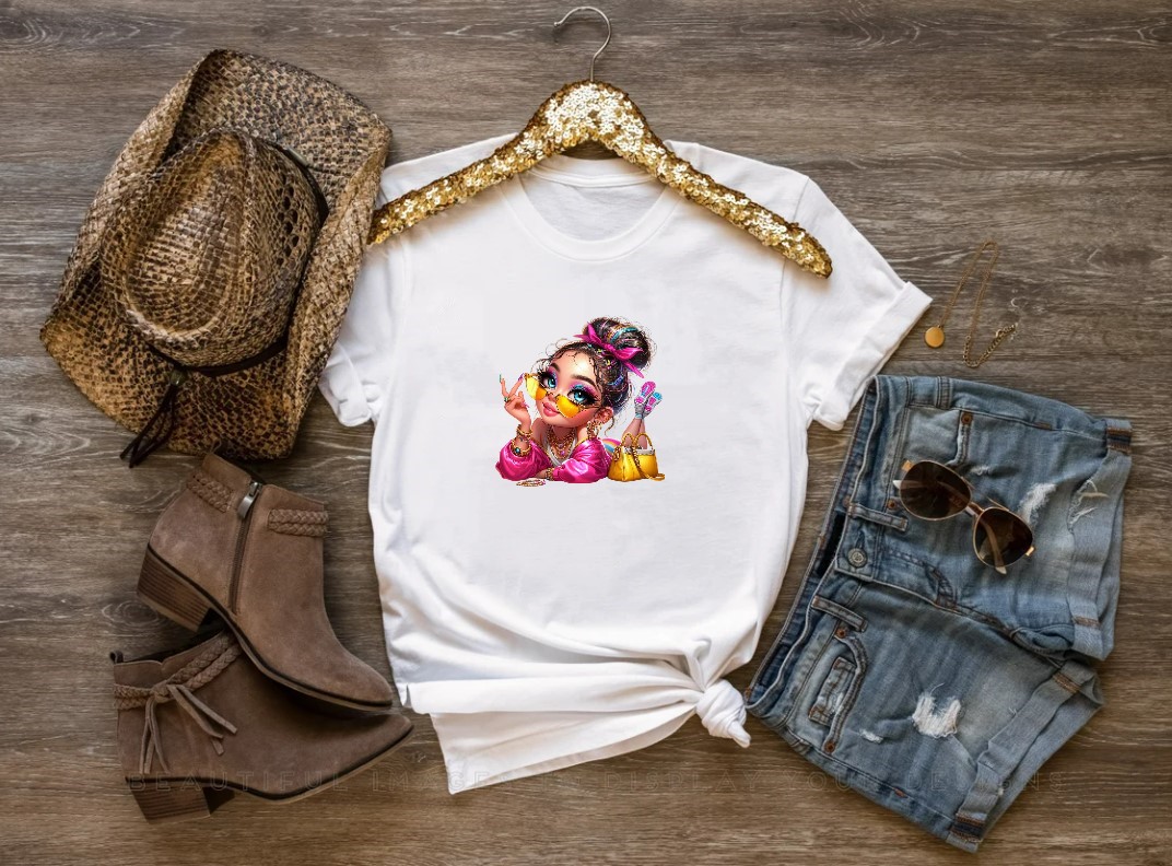Girly lunettes Bijoux impression dtf fles textile t-shirt femme homme enfant fille beauté