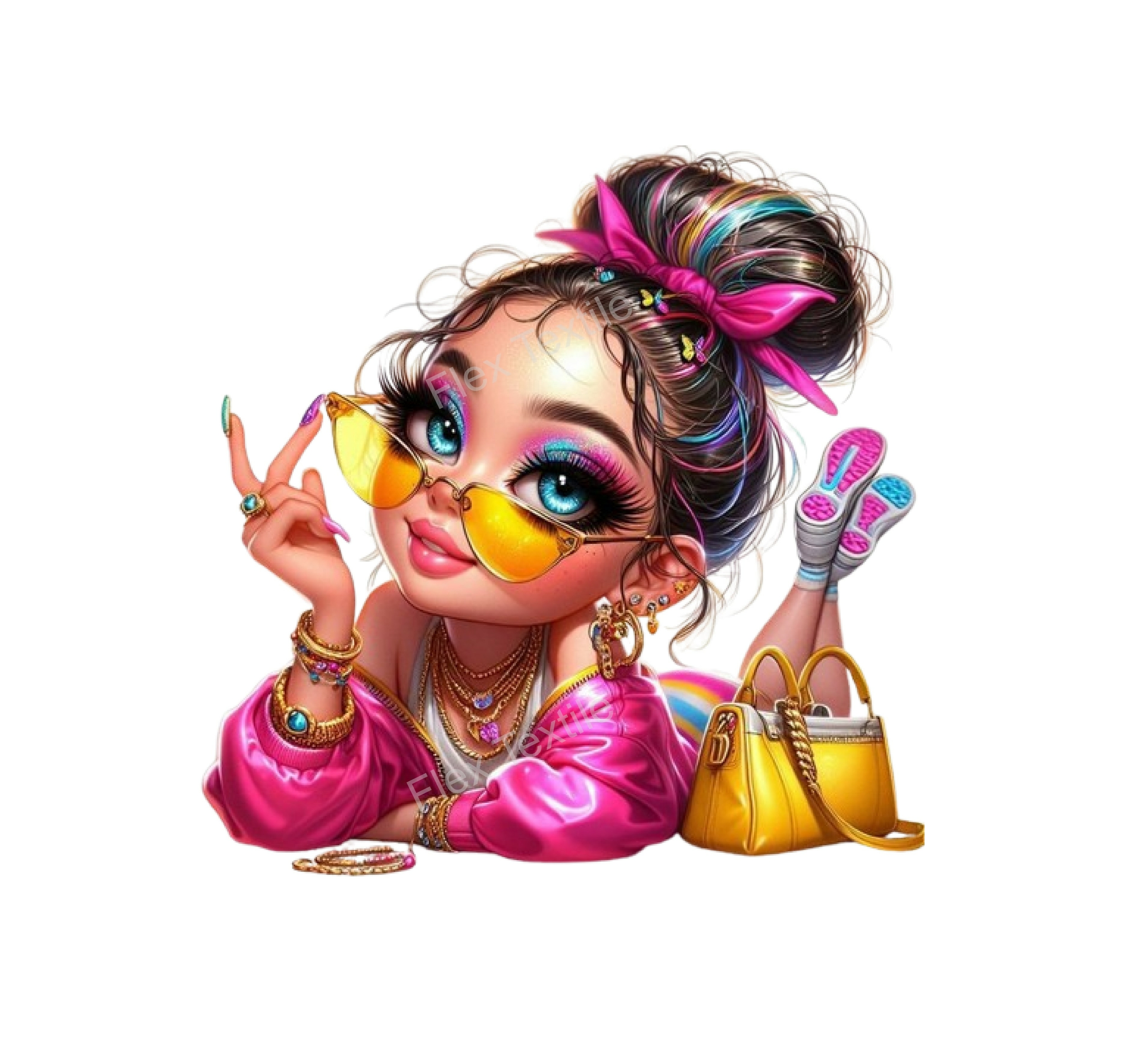 Girly lunettes Bijoux impression dtf fles textile
