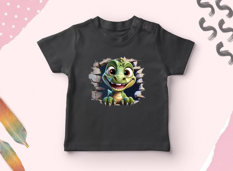 Dinosaure Mur Impression DTF Flex Textile t-shirt enfant homme femme pierres humour