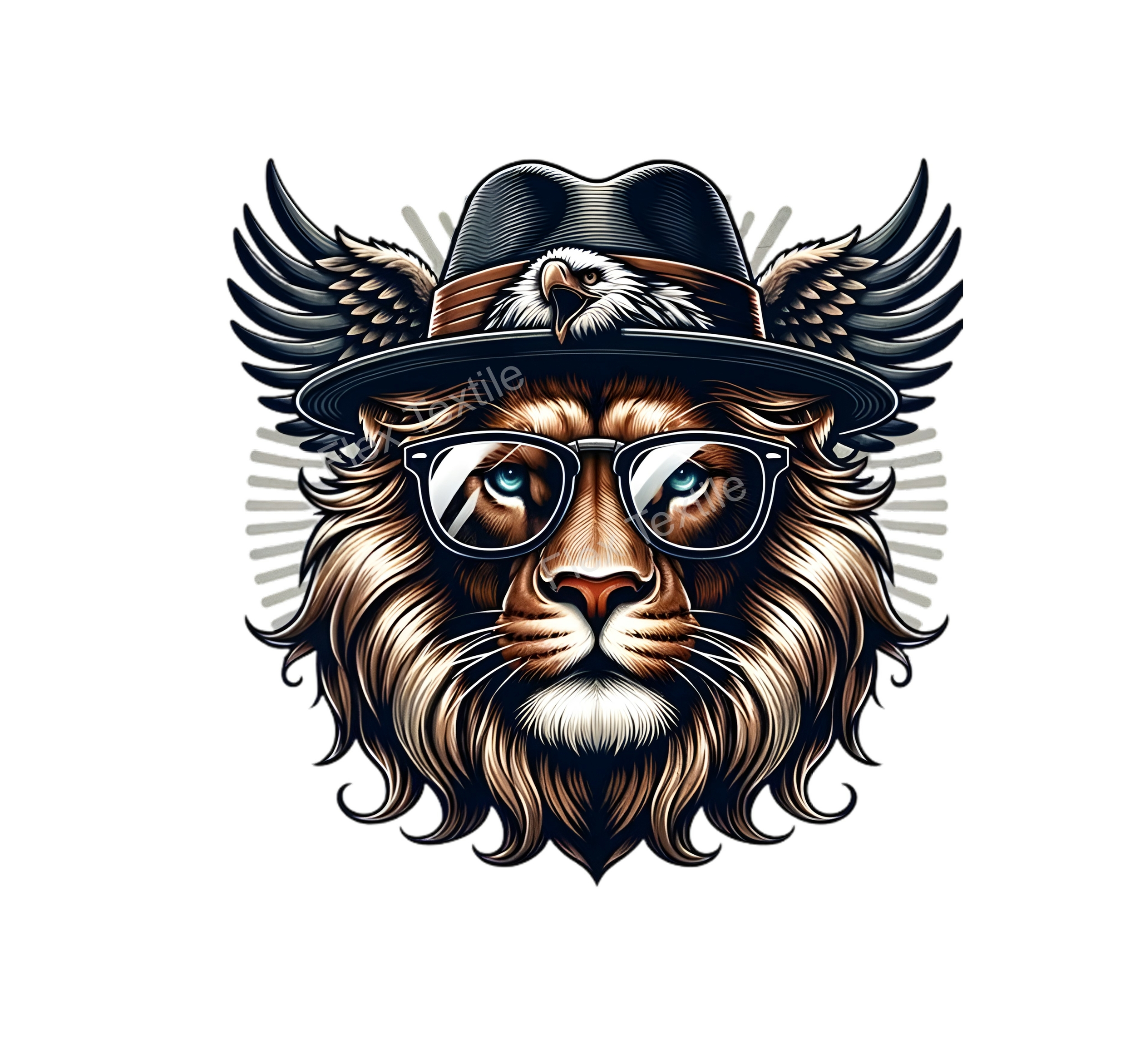 Lion lunettes chapeau impression dtf flex textile