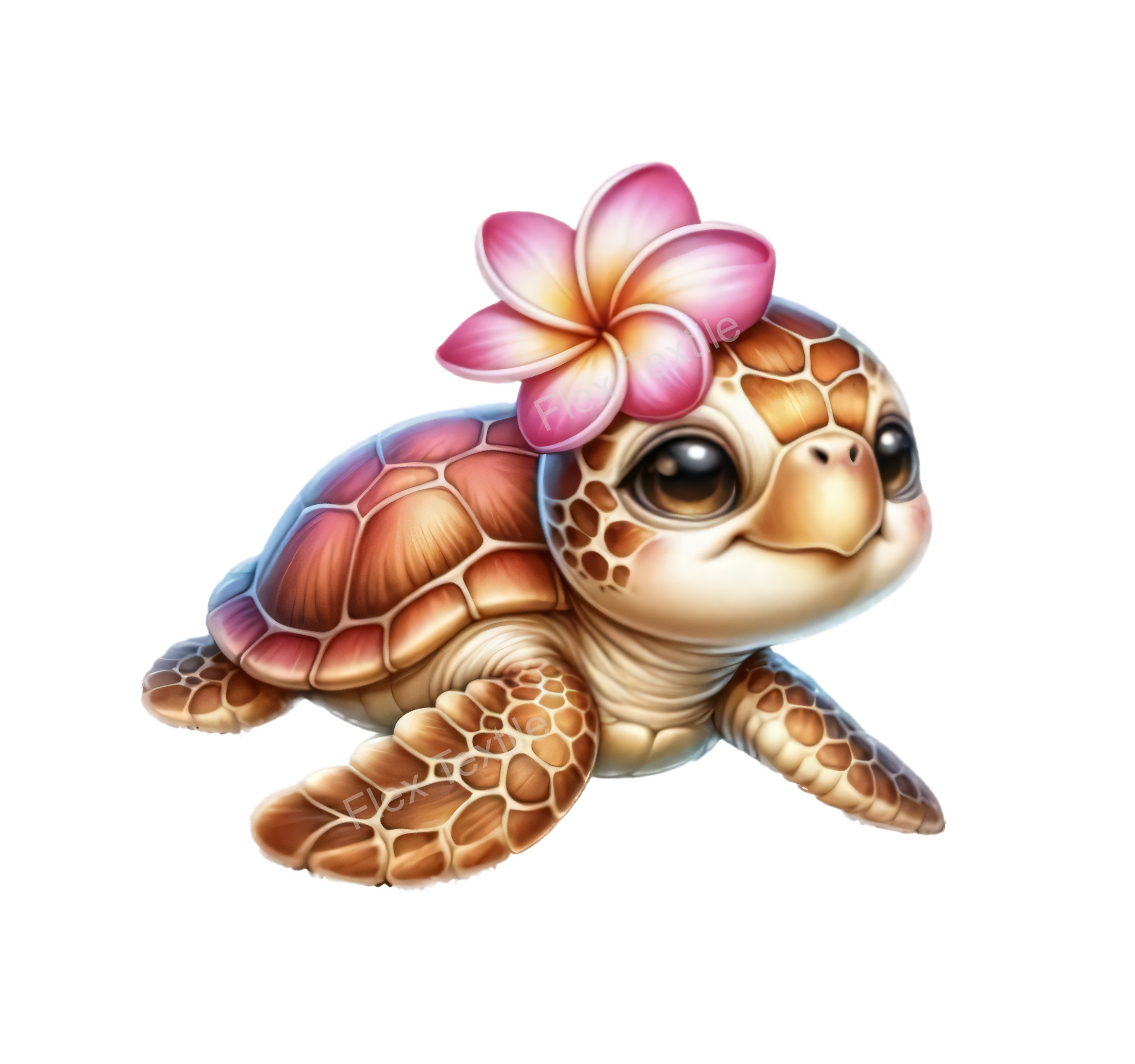 tortue fleur impression dtf flex textile