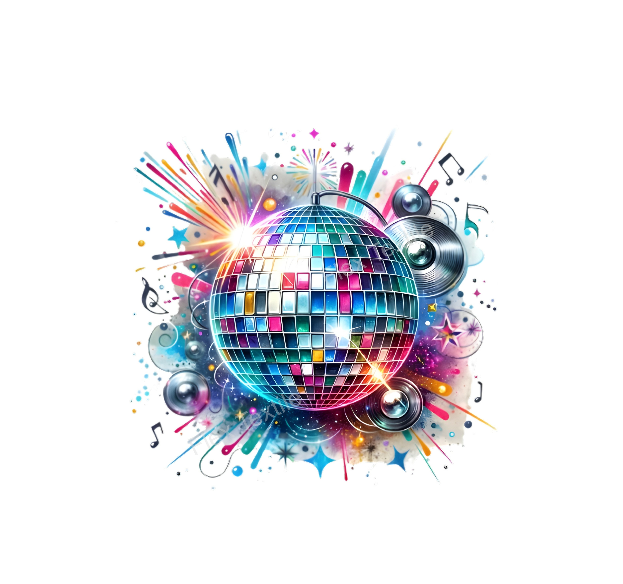 Boule Facettes Musique transfert thermocollant flex textile