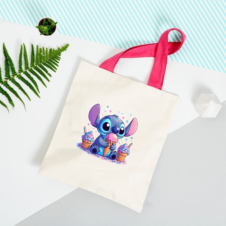 stitch glaces impression dtf transfert thermocollant sac shopping plage sport t-shirt femme enfant homme disney